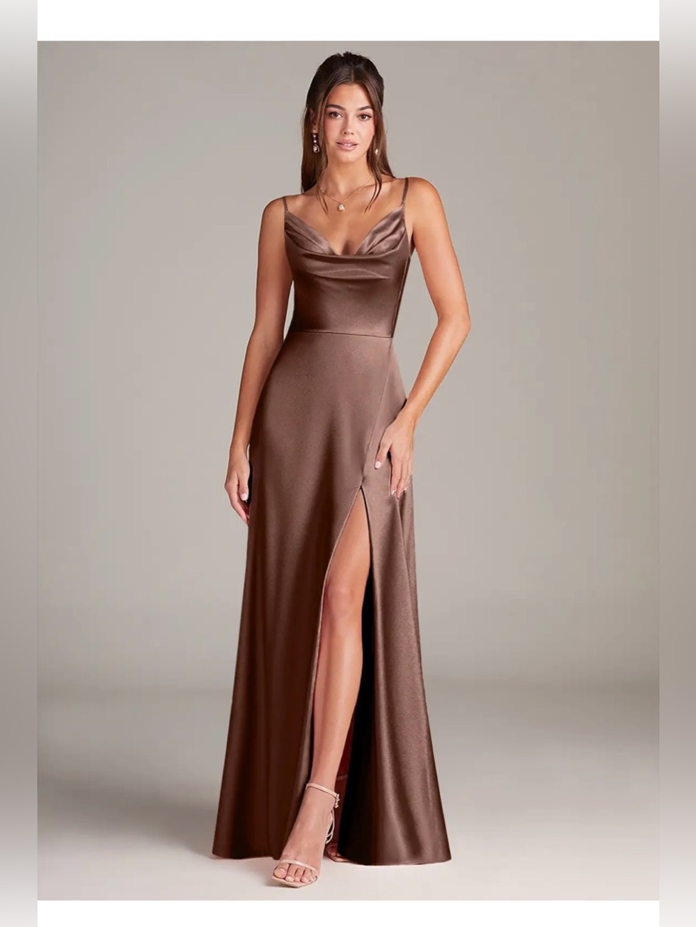 Azazie espresso brown satin dress